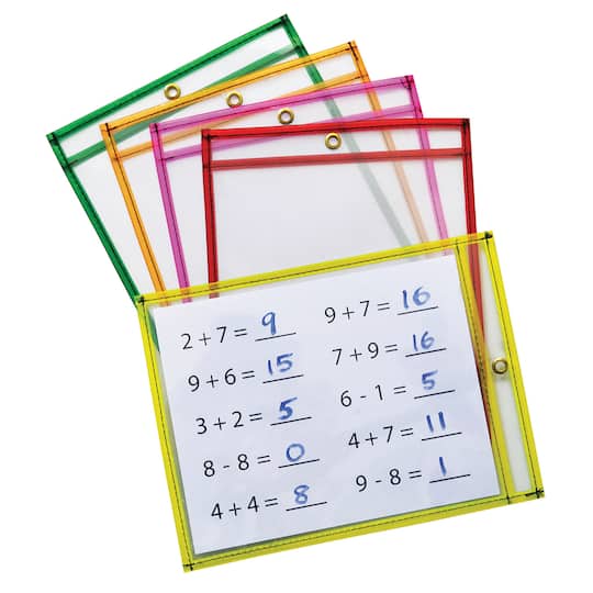 Pacon® 9" x 12" Assorted Neon Dry Erase Pockets, 2 Packs of 10